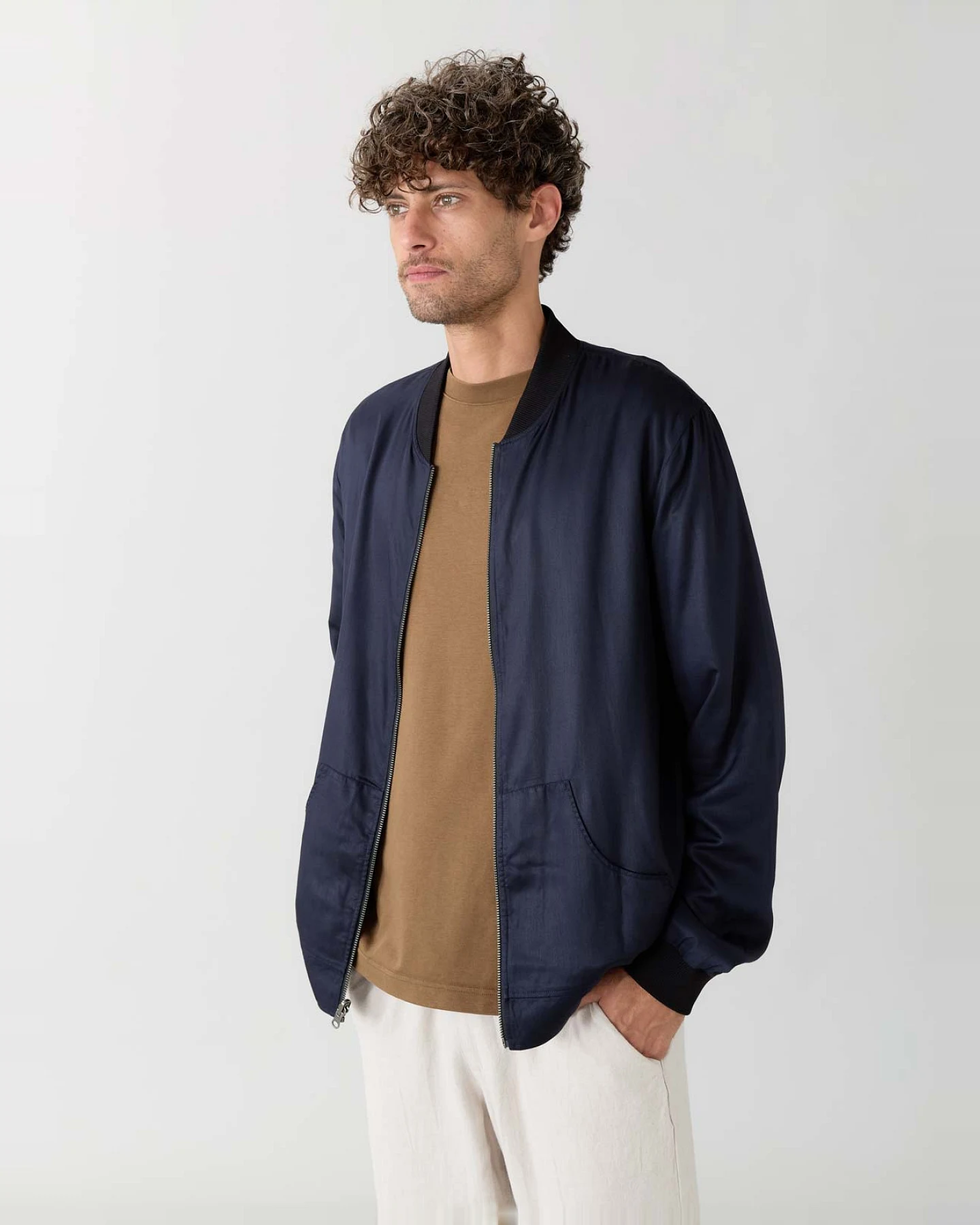 Yahmo Herren vegan Jacke Bomber Reversible Laslo Moka/Navy – Ansicht 2