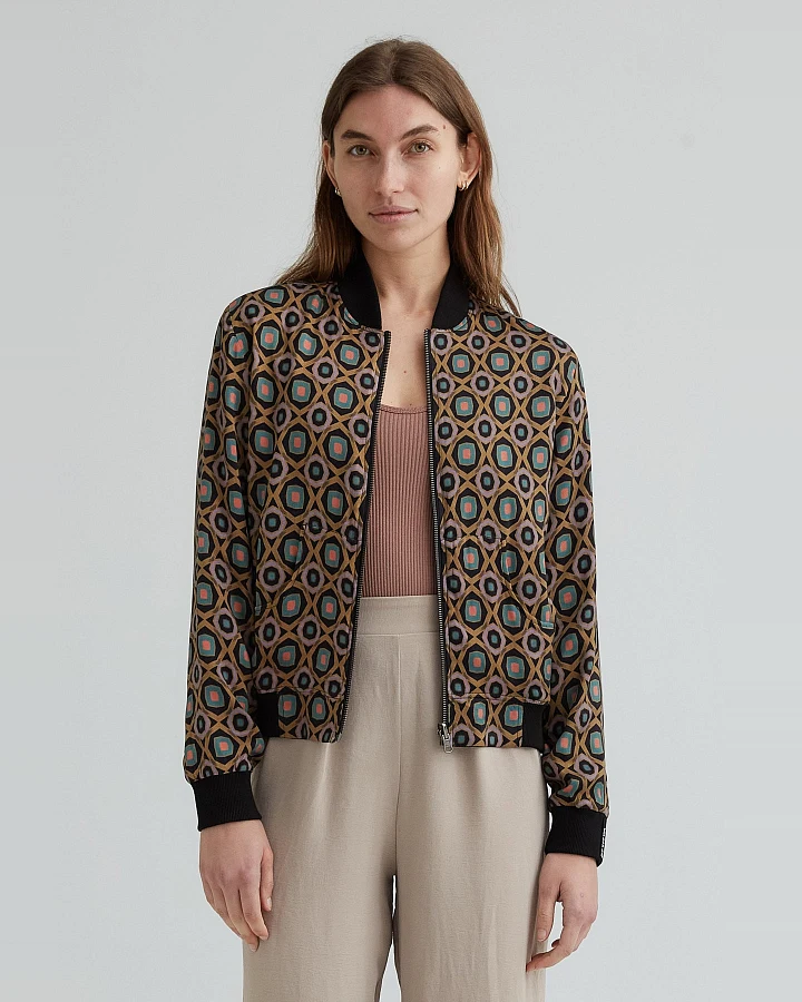 Yahmo Damen vegan Jacke Bomber Reversible Ruth Kaleidoscope/Schwarz