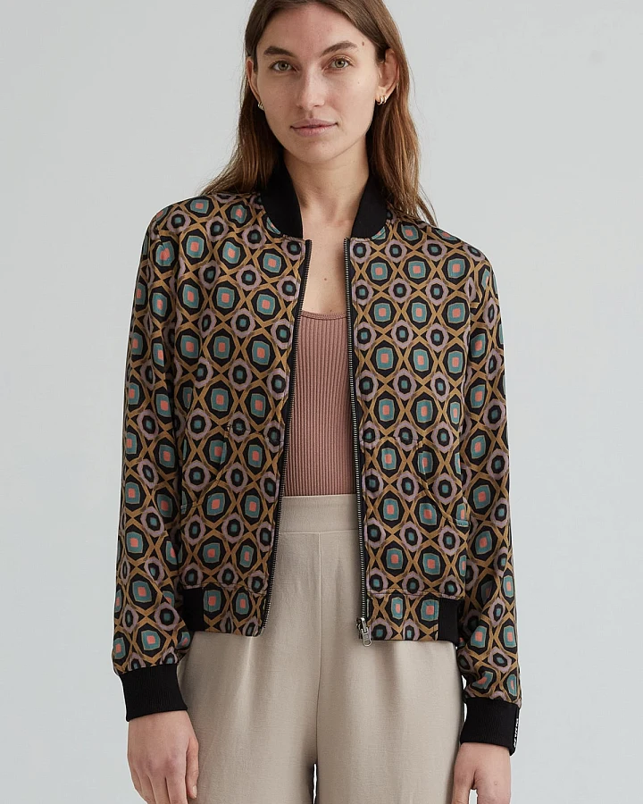 Yahmo Damen vegan Jacke Bomber Reversible Ruth Kaleidoscope/Schwarz