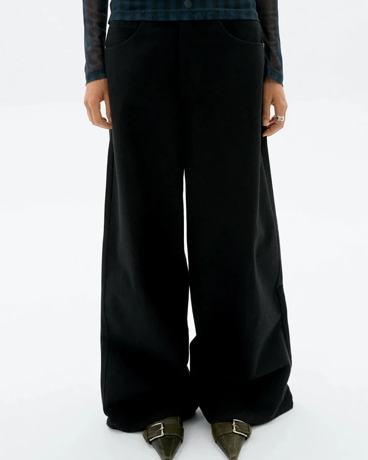 Thinking MU Damen vegan Hose Weites Bein Hedda Schwarz