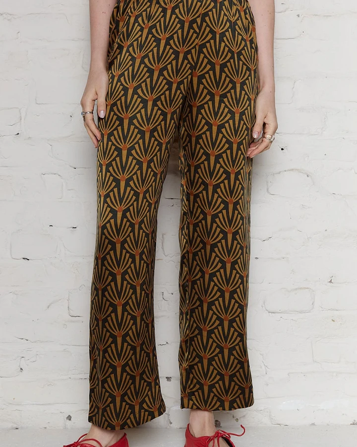 Yahmo Damen vegan Hose Hilde Artdeco Grün/Braun