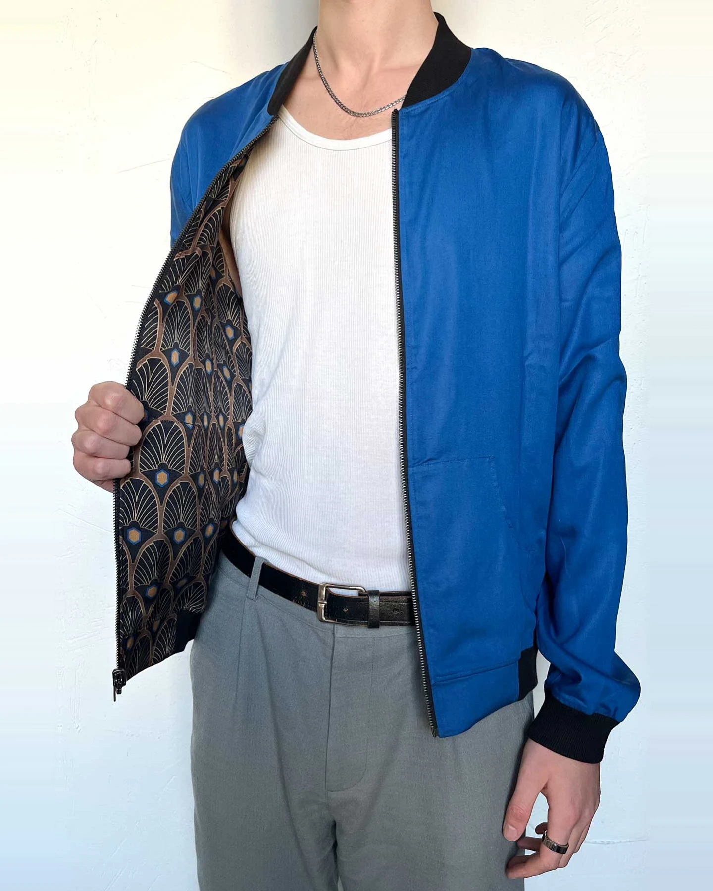 Yahmo Herren vegan Jacke Bomber Reversible Laslo Metropolis/Blue – Ansicht 2
