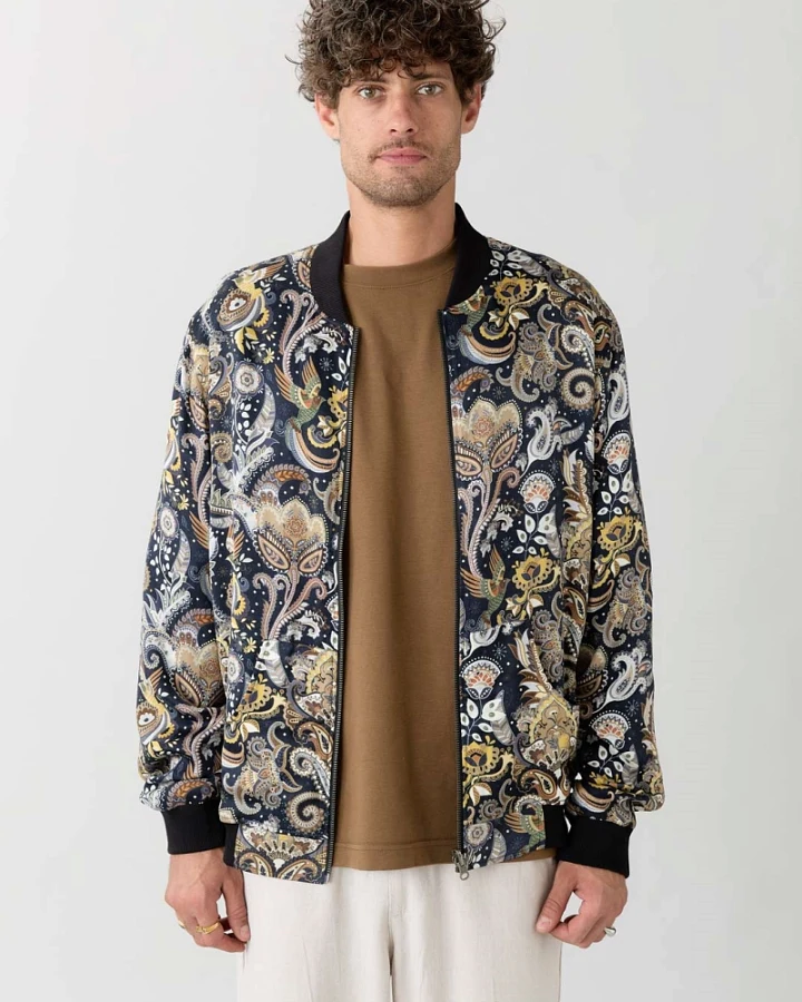 Yahmo Herren vegan Jacke Bomber Reversible Laslo Bird/Navy