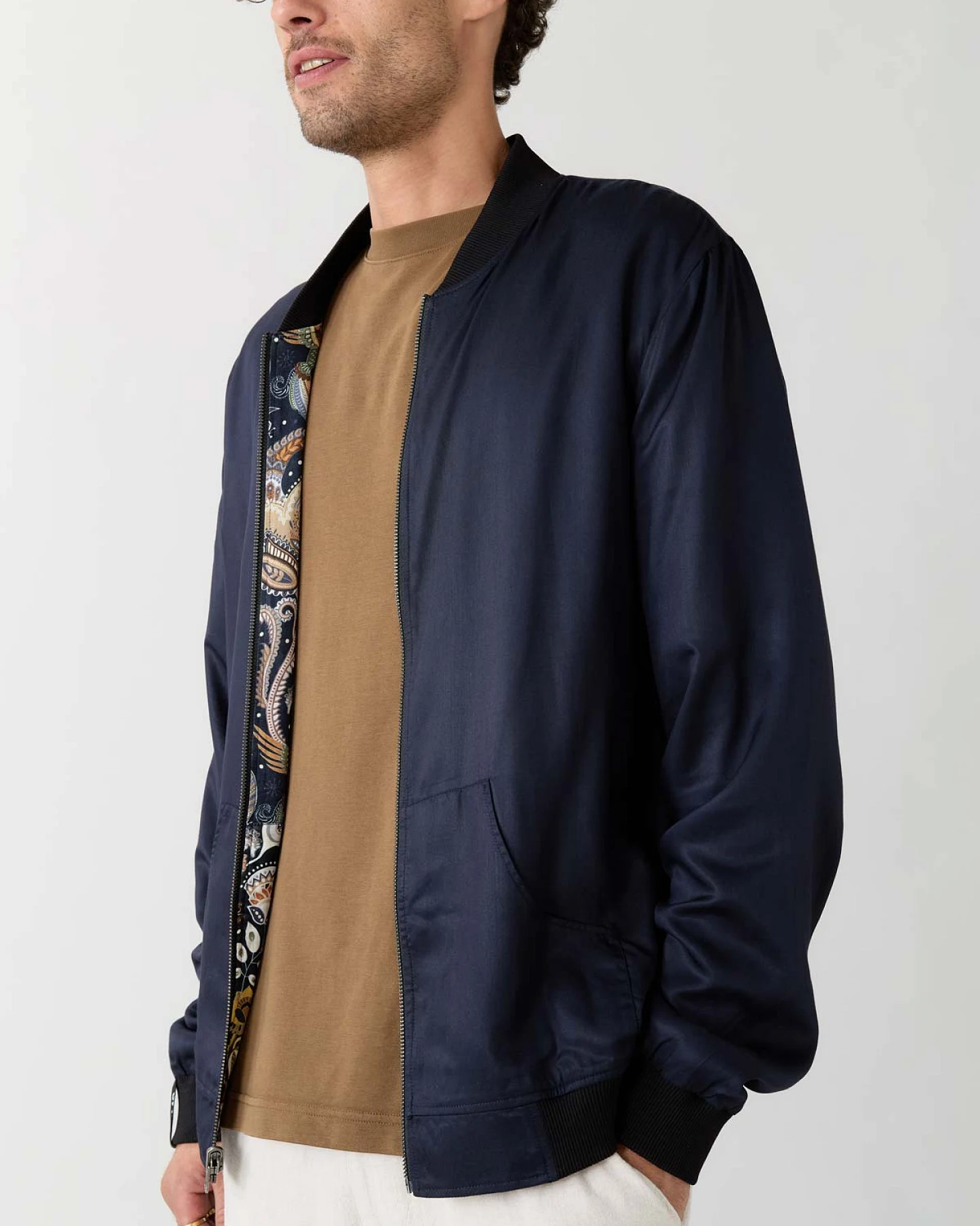 Yahmo Herren vegan Jacke Bomber Reversible Laslo Bird/Navy – Ansicht 2