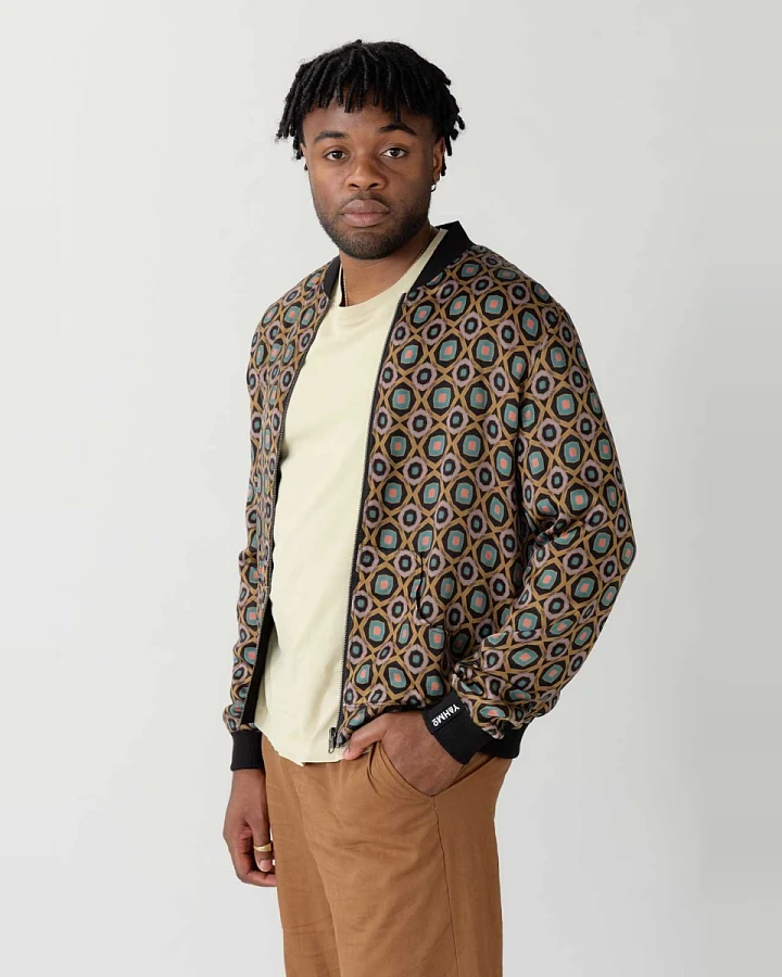 Yahmo Herren vegan Jacke Bomber Reversible Laslo Kaleidoscope/Schwarz