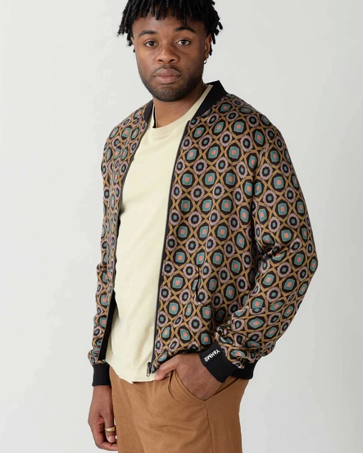 Yahmo Herren vegan Jacke Bomber Reversible Laslo Kaleidoscope/Schwarz