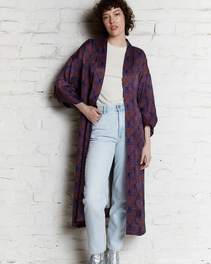 Yahmo Damen vegan Kimono Liese Moka Lila/Braun