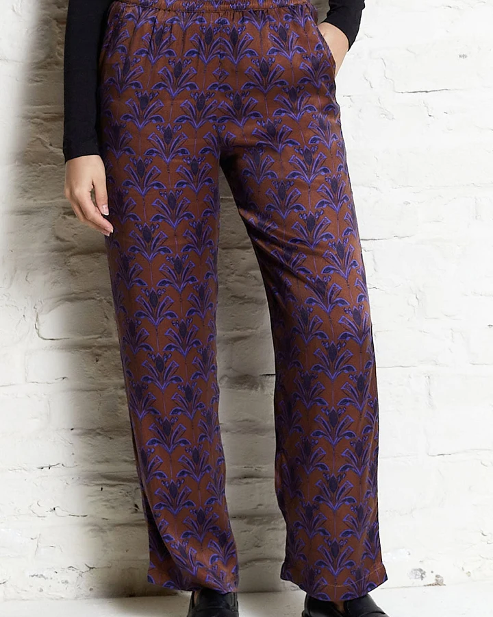 Yahmo Damen vegan Hose Hilde Moka Braun/Violett