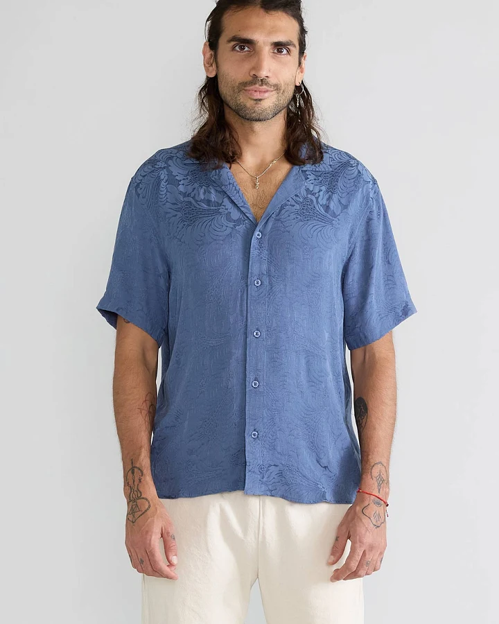 Yahmo Herren vegan Hemd Muck Zen Indigo