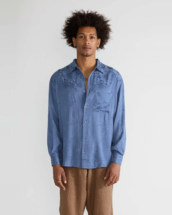 Yahmo Herren vegan Hemd Hans Zen Indigo