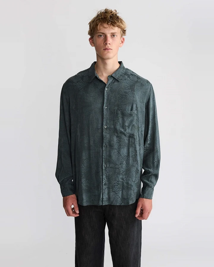 Yahmo Herren vegan Hemd Hans Eclipse Blau