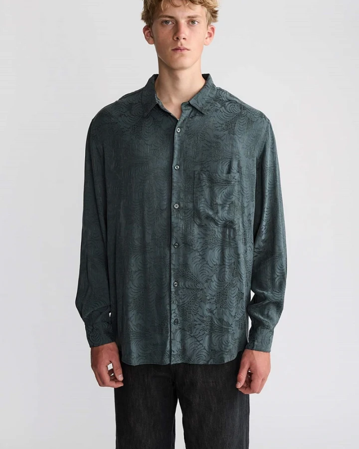 Yahmo Herren vegan Hemd Hans Eclipse Blau
