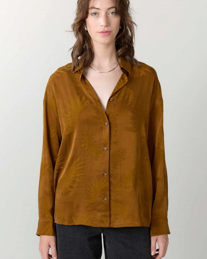 Yahmo Damen vegan Hemd Mona Sandelholz Braun