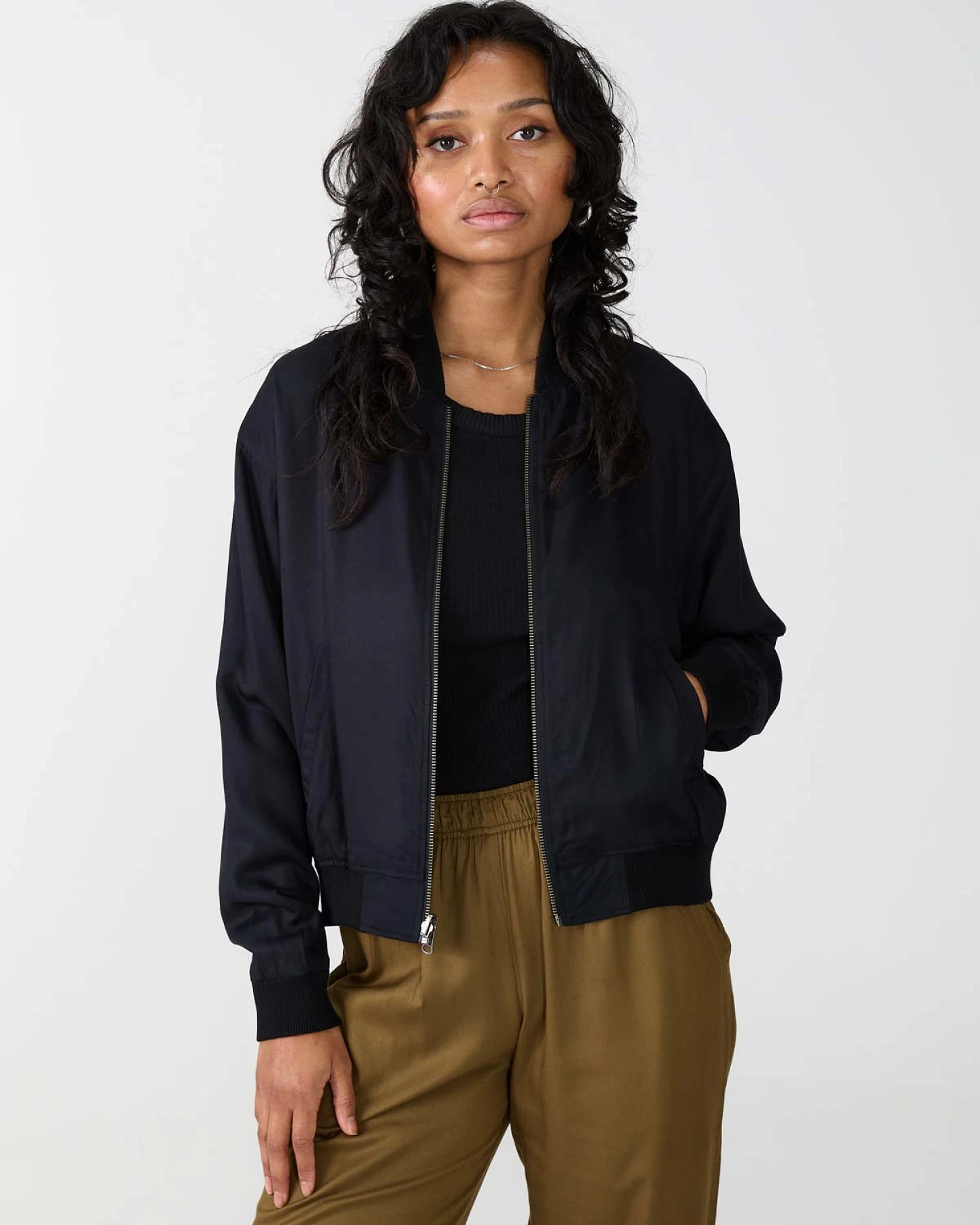 Yahmo Damen vegan Jacke Bomber Reversible Lene Moos/Schwarz – Ansicht 2