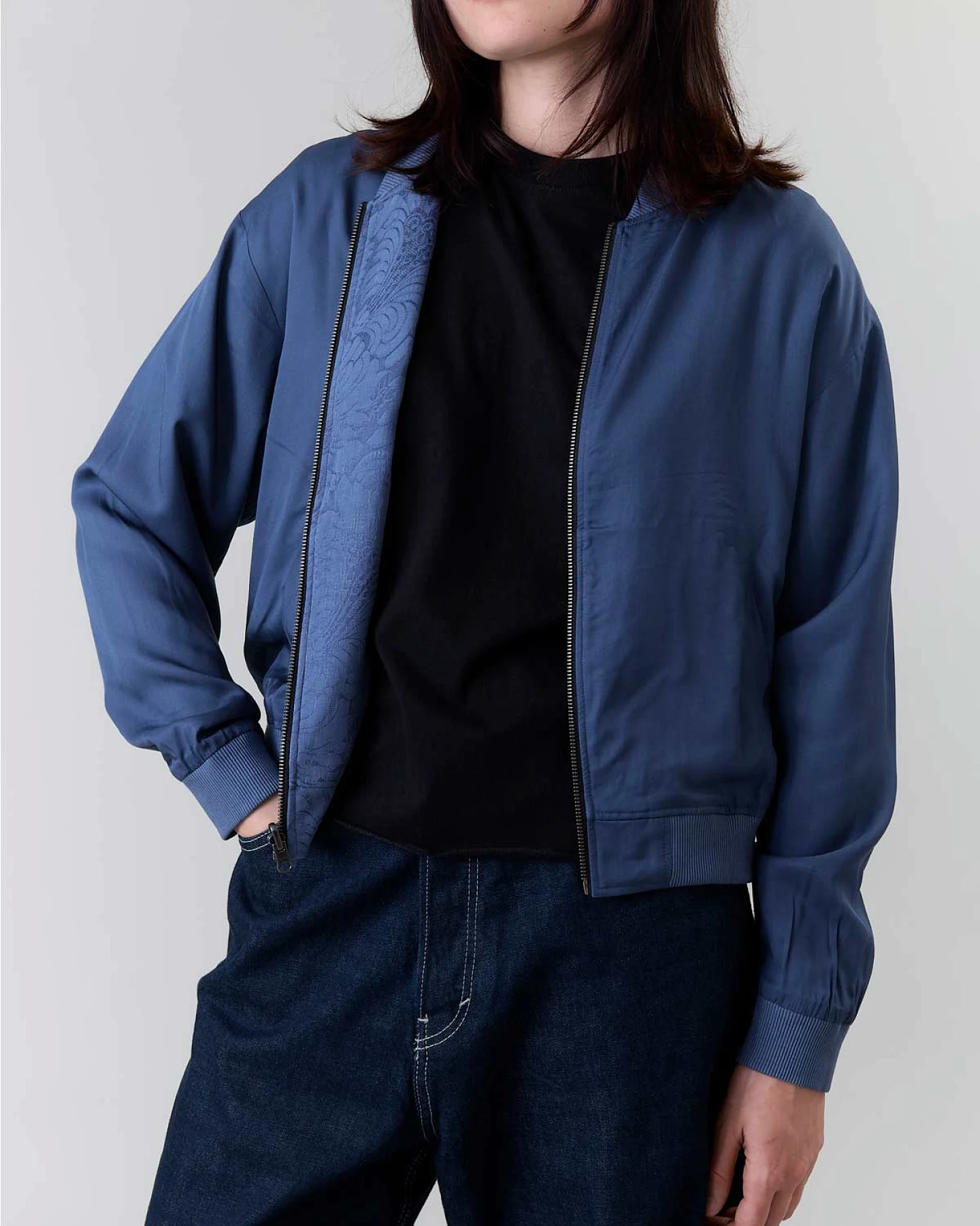 Yahmo Damen vegan Jacke Bomber Reversible Lene Blau – Ansicht 2