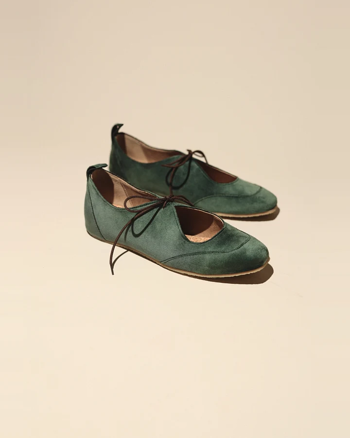 AGAZI Damen vegan Ballerina Flats Louise Salbei Grün