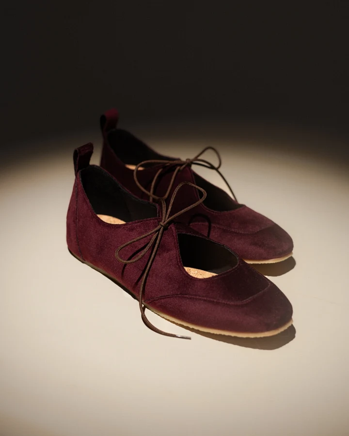 AGAZI Damen vegan Ballerina Flats Louise Burgundy