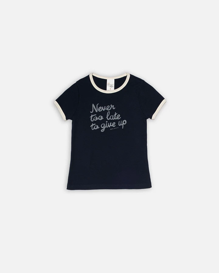 T-Shirt Eve Ringer Too Late Blau