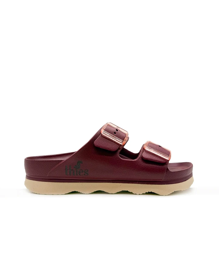 thies Damen vegan Sandale Ecofoam Double Bordeaux Rot