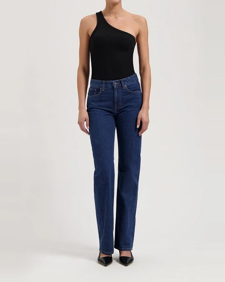 MUD Jeans Damen vegan Jeans Mid Loose Jamie Stone Indigo