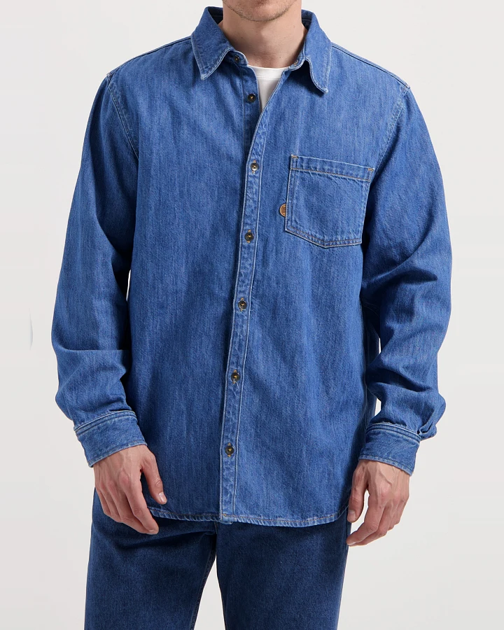 MUD Jeans Herren vegan Hemd Denim Chris Medium Stone Blue