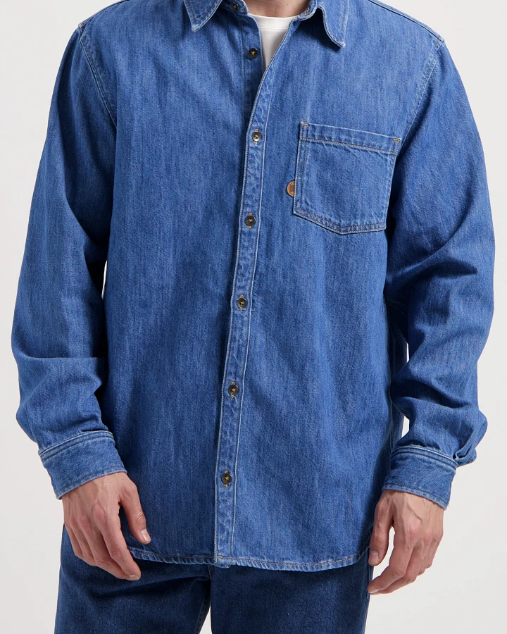 MUD Jeans Herren vegan Hemd Denim Chris Medium Stone Blue