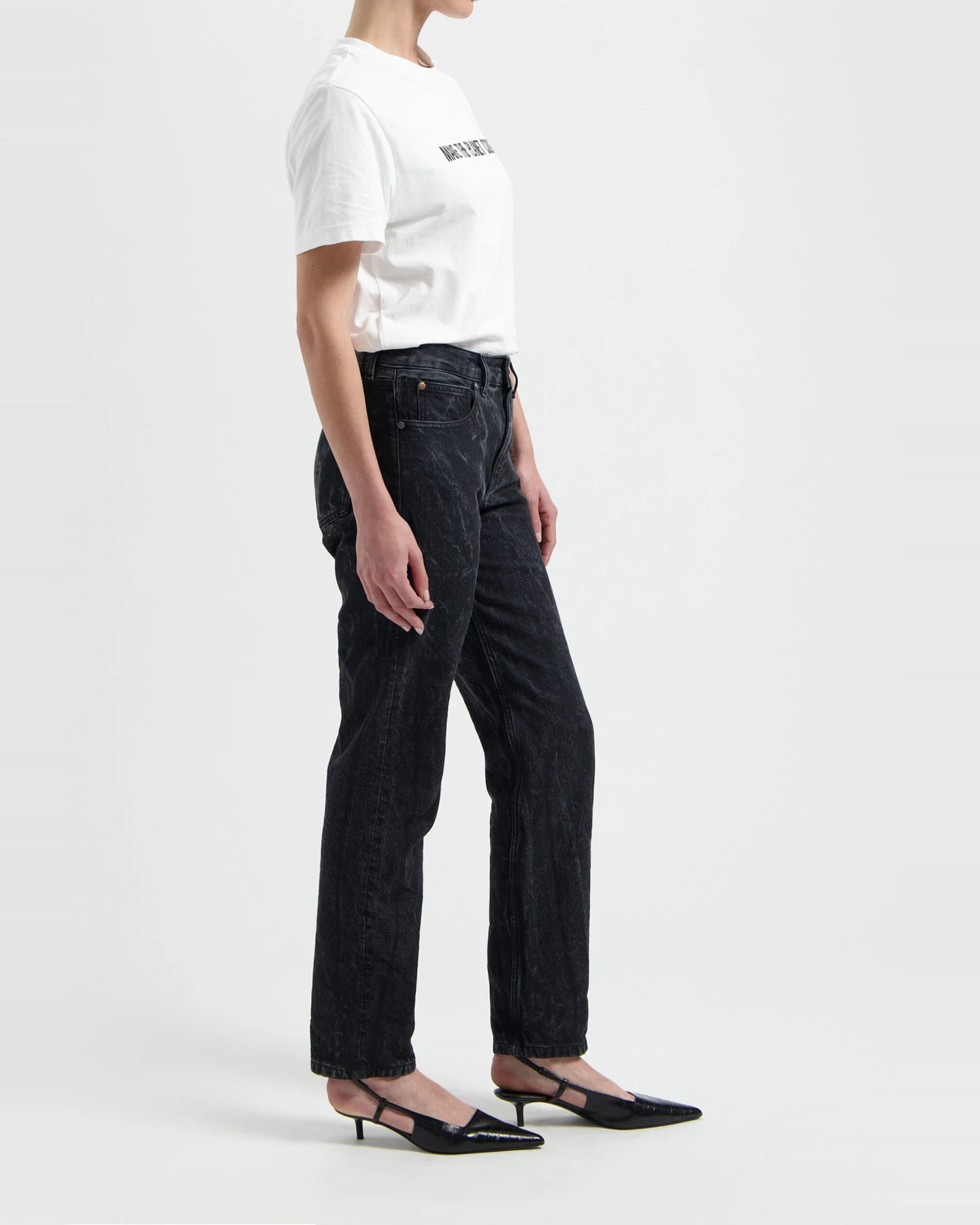 MUD Jeans Damen vegan Jeans Mid Straight Go Dry Schwarz – Ansicht 2
