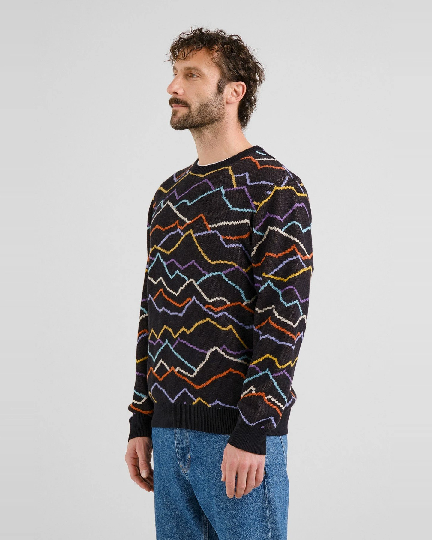 Strickpullover Mora Line Mountain AOP Schwarz – Ansicht 2