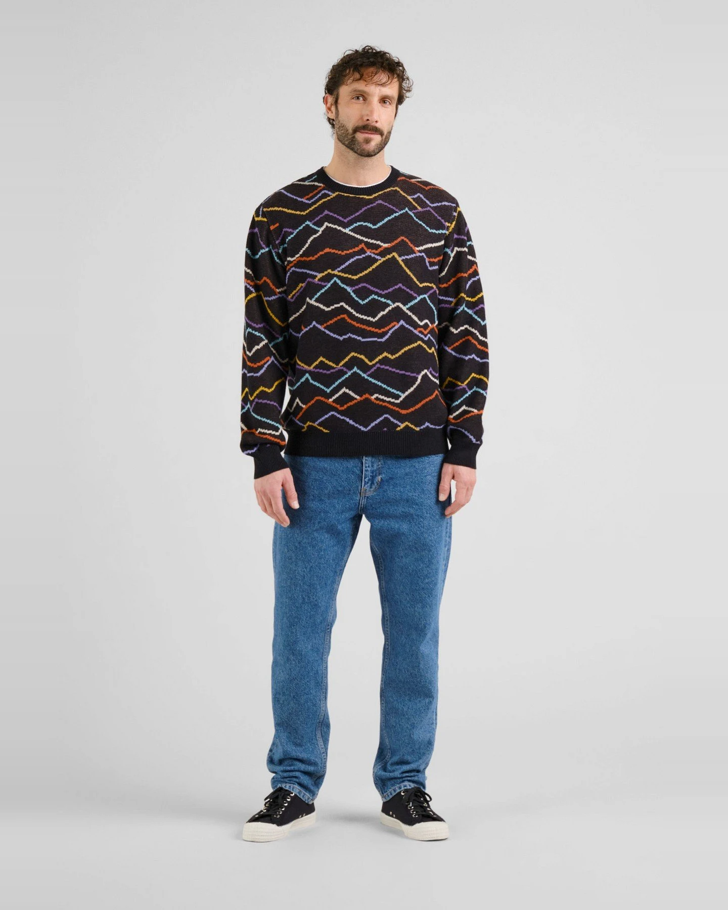 Strickpullover Mora Line Mountain AOP Schwarz – Ansicht 4