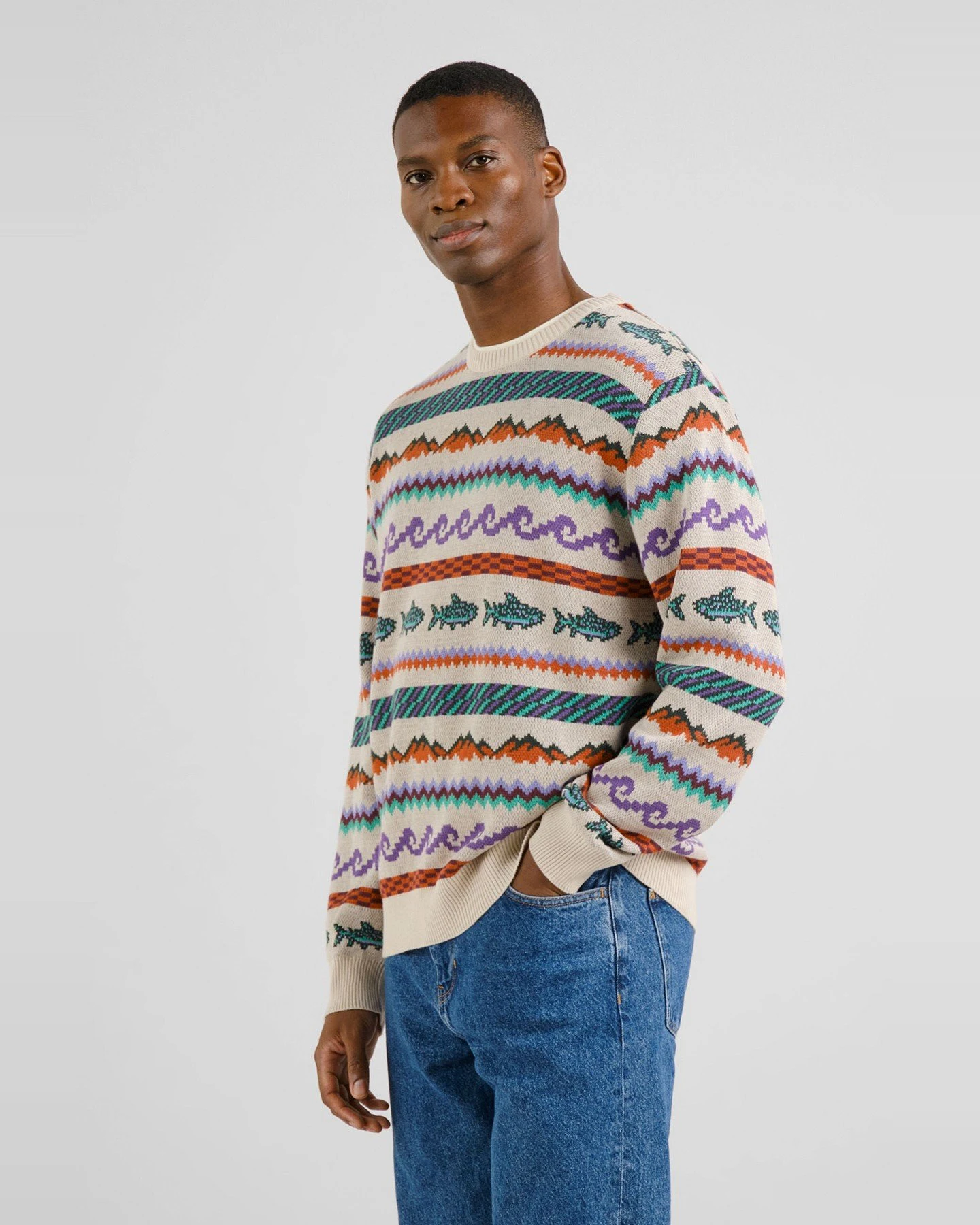 Strickpullover Mora Fair Isle Trout Off White – Ansicht 5