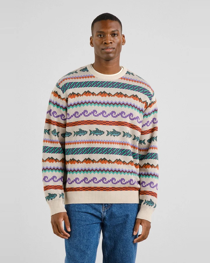 Strickpullover Mora Fair Isle Trout Off White