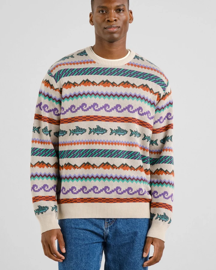 Strickpullover Mora Fair Isle Trout Off White