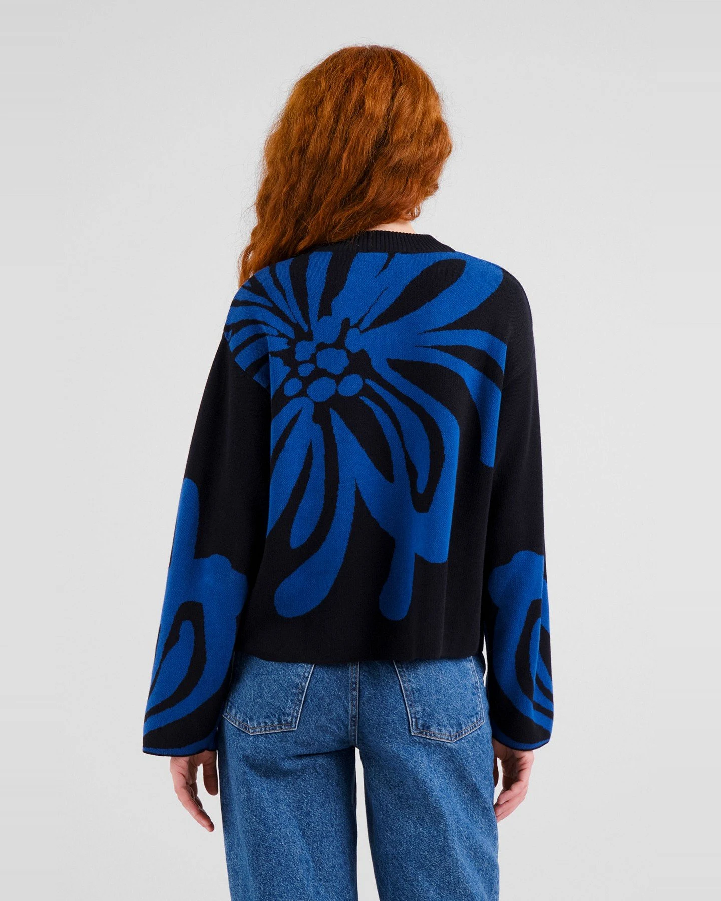 Strickpullover Limhamn Big Flower Schwarz – Ansicht 2