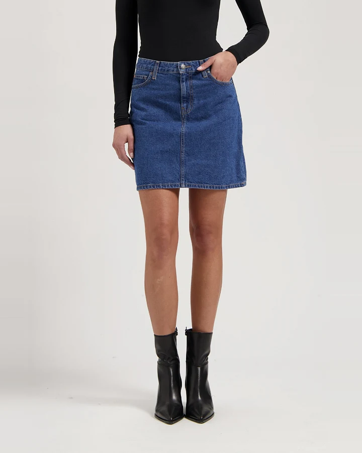 MUD Jeans Damen vegan Minirock Audry Medium Steinblau