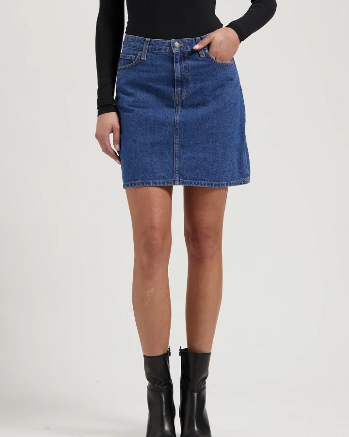MUD Jeans Damen vegan Minirock Audry Medium Steinblau