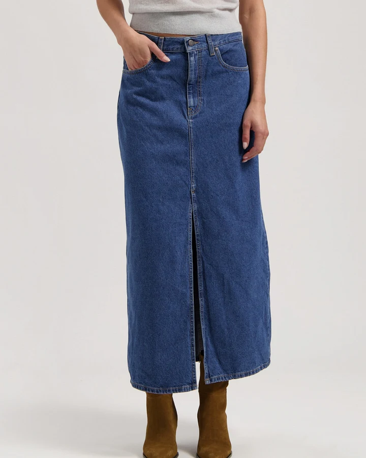 MUD Jeans Damen vegan Rock Denim Long Lena Medium Stone Blue