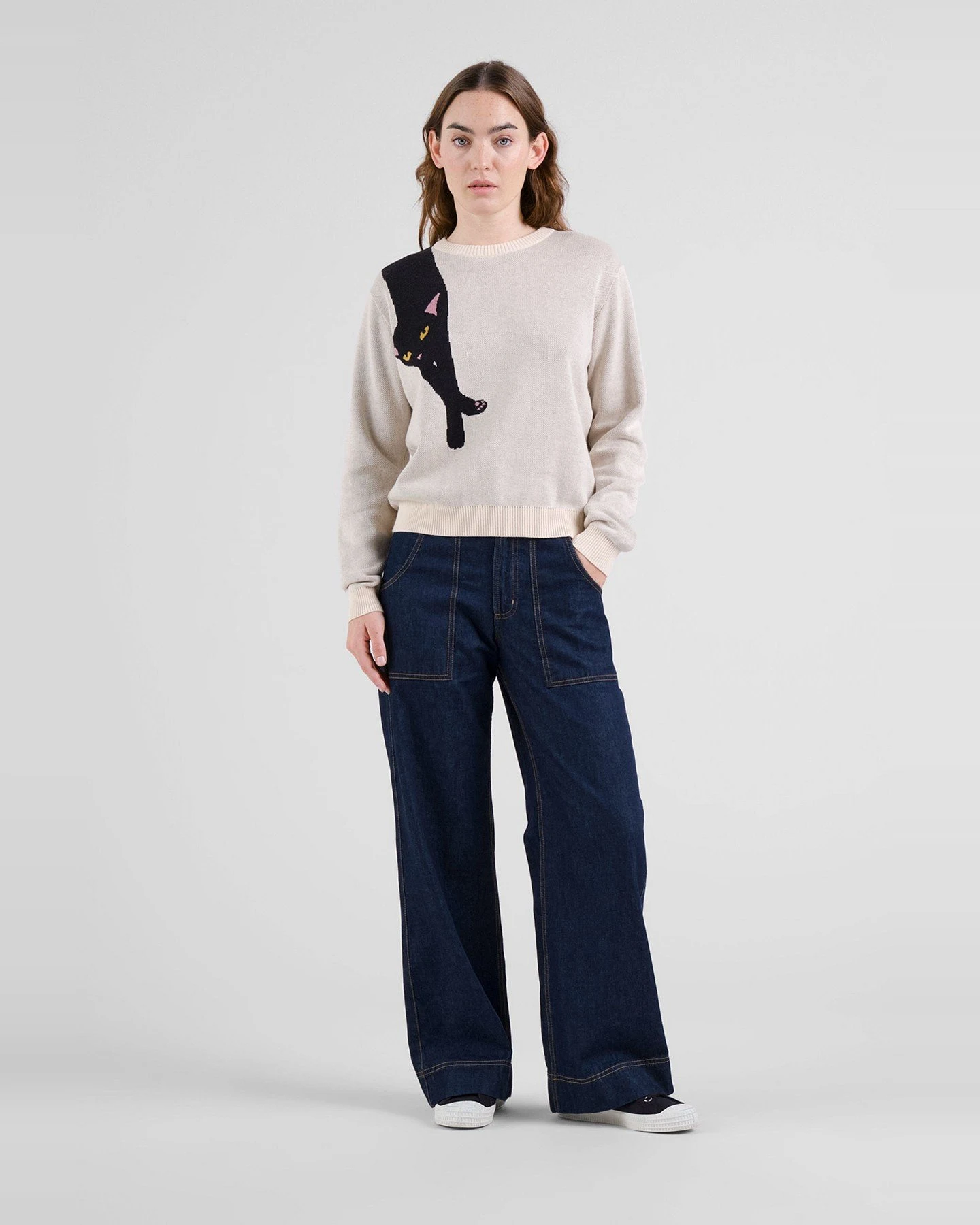 Pullover Arendal Long Cat Off White – Ansicht 3