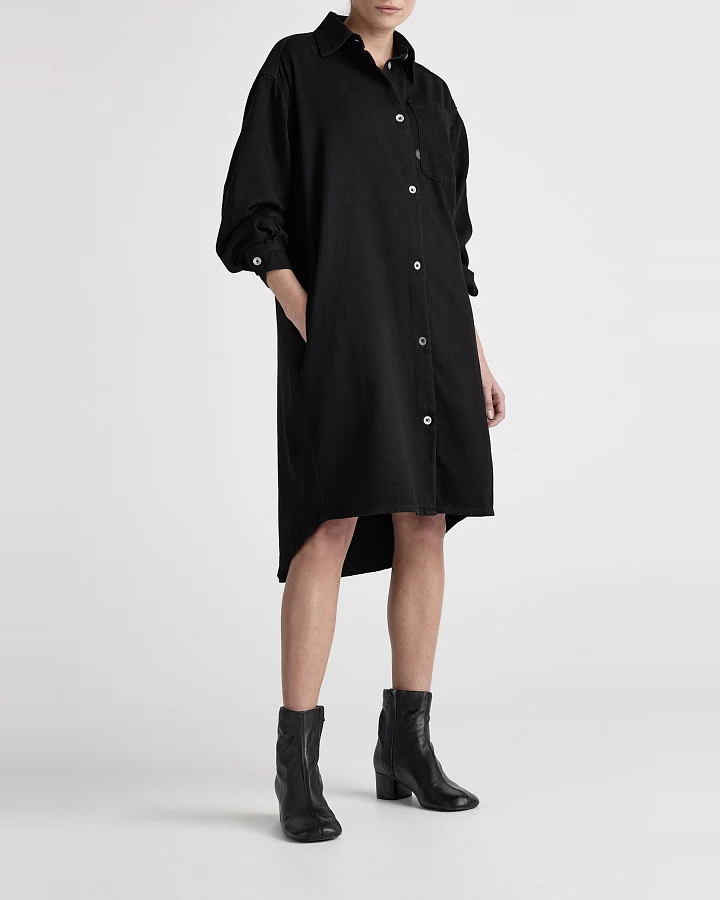 MUD Jeans Damen vegan Kleid Denim Ella Black Dip