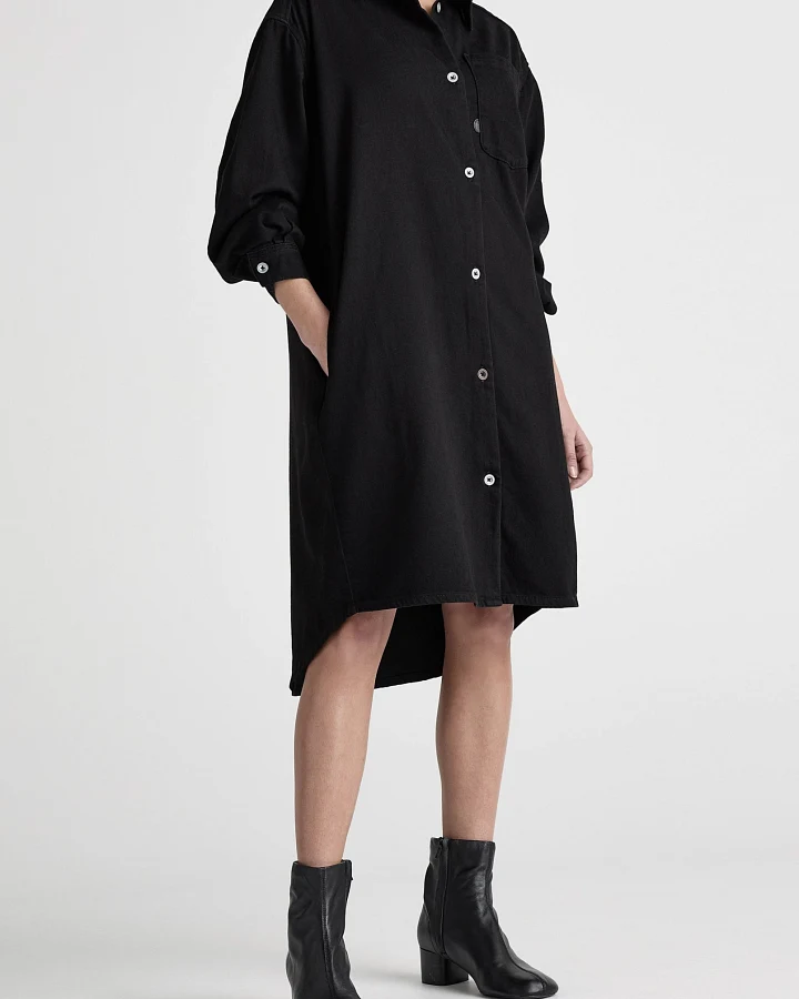 MUD Jeans Damen vegan Kleid Denim Ella Black Dip