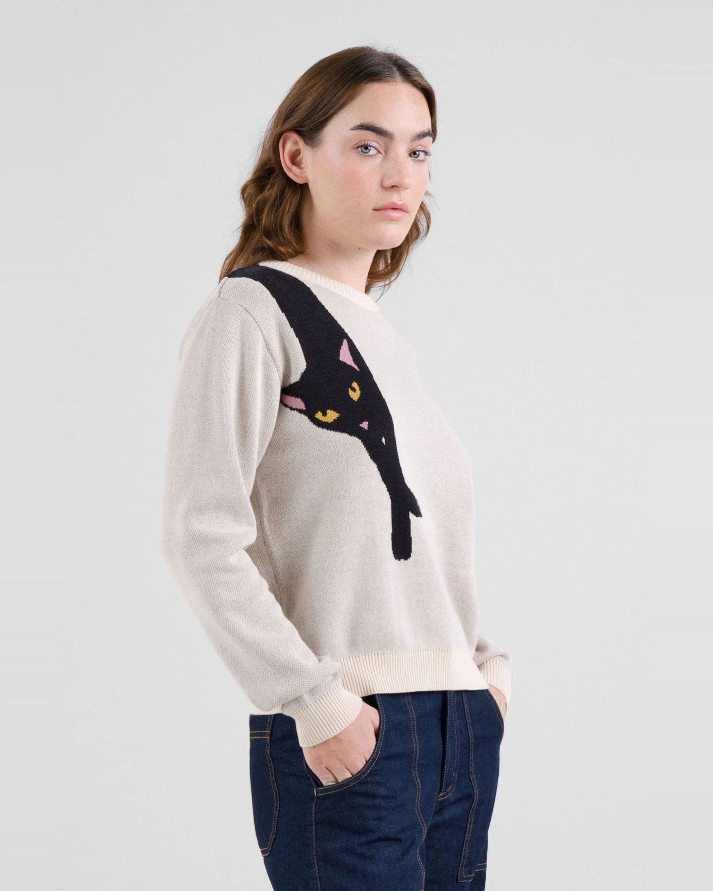 Pullover Arendal Long Cat Off White – Ansicht 2