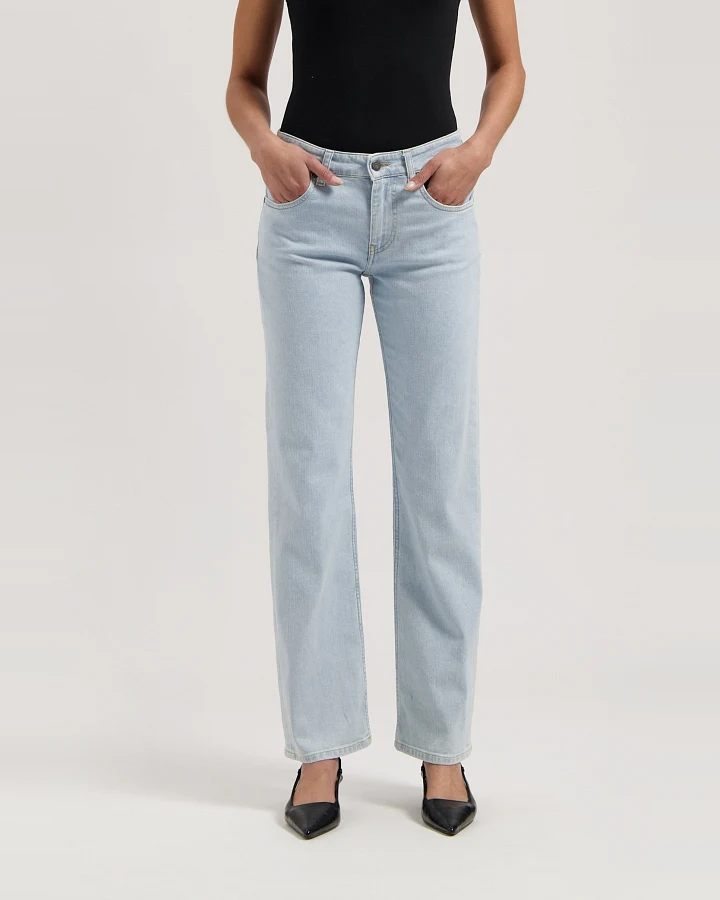 MUD Jeans Damen vegan Jeans Mid Straight Carry Light Stone