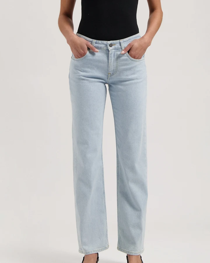 MUD Jeans Damen vegan Jeans Mid Straight Carry Light Stone