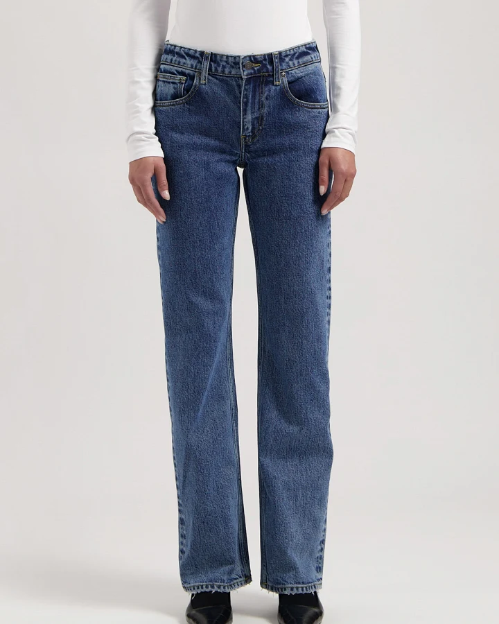 MUD Jeans Damen vegan Jeans Mid Straight Carry Stone Vintage