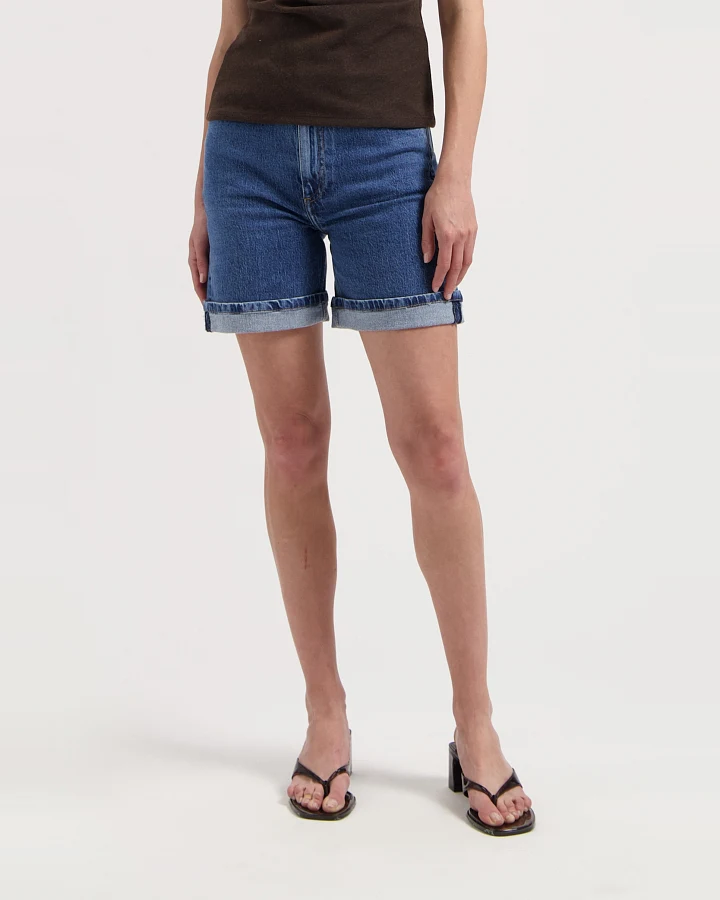 MUD Jeans Damen vegan Shorts Mid Luna Stone Vintage Blau