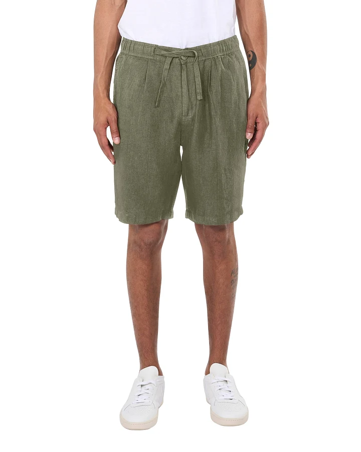 KnowledgeCotton Apparel Herren vegan Shorts Lose Leinen Gebranntes Olive