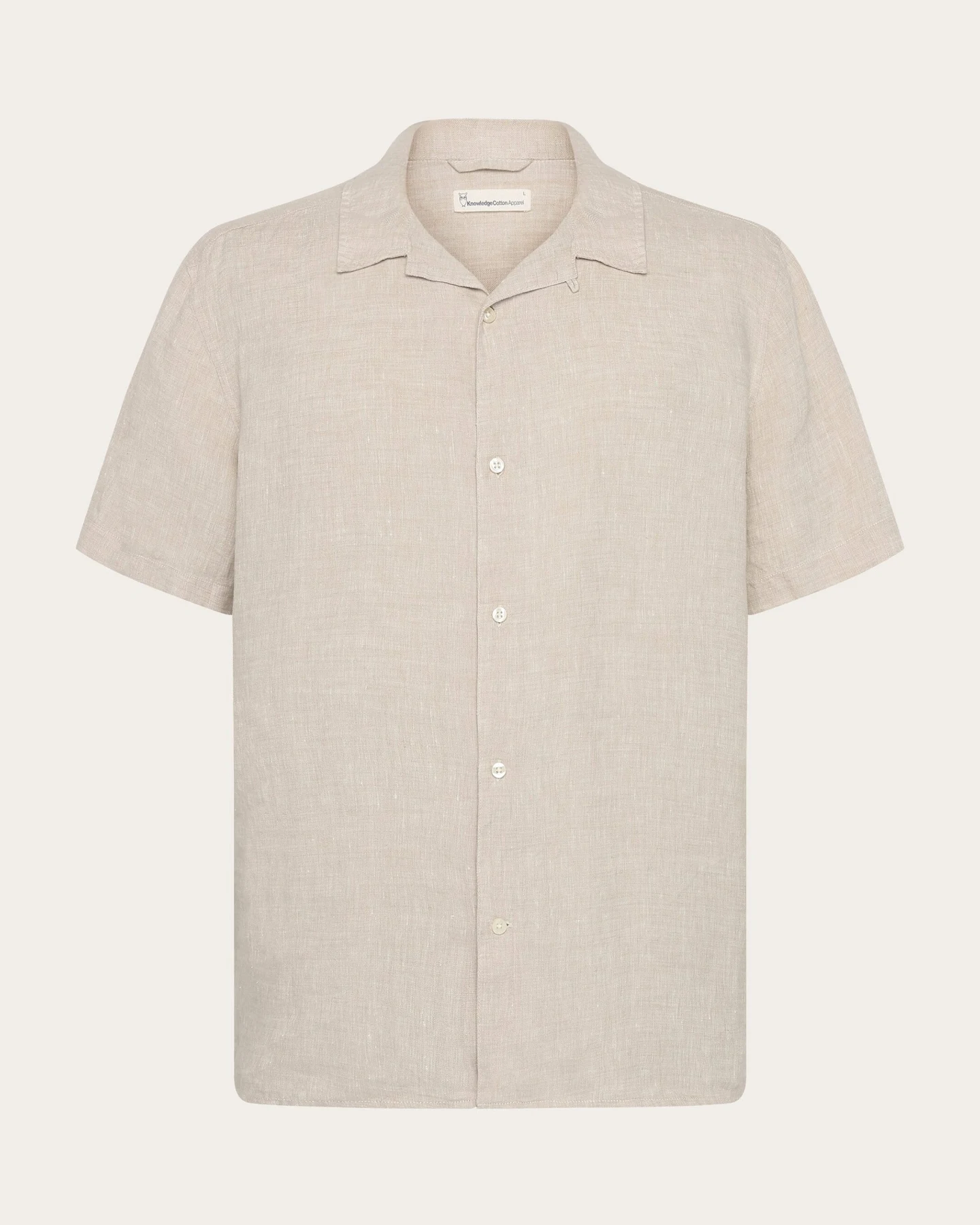 KnowledgeCotton Apparel Herren vegan Hemd Mit Kurzen Ärmeln Box Fit Light Feather Gray – Ansicht 2