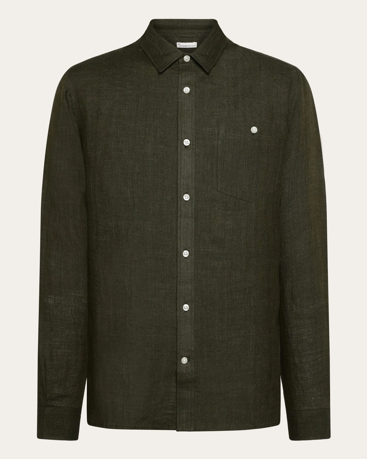 KnowledgeCotton Apparel Herren vegan Hemd Custom Fit Gebrannte Olive – Ansicht 2
