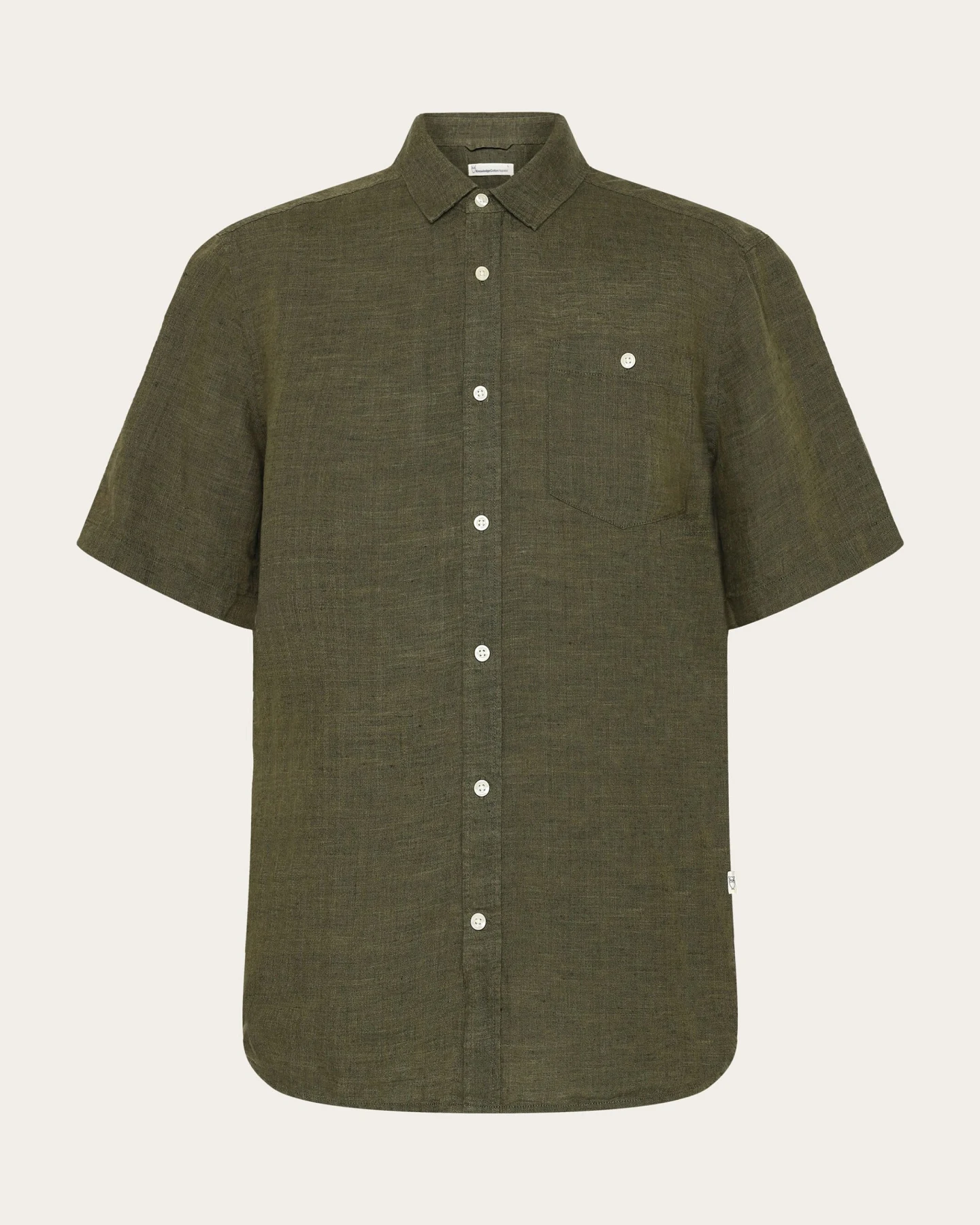 KnowledgeCotton Apparel Herren vegan Kurzarmhemd Custom Fit Burned Olive – Ansicht 2