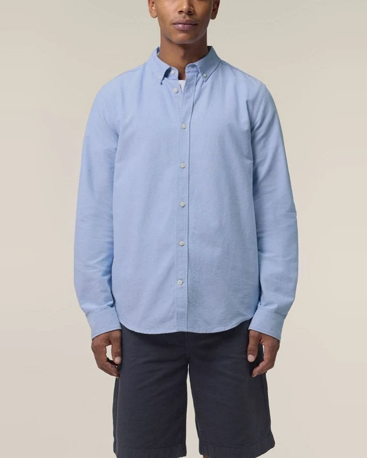 UNIPOLAR Herren vegan Shirt Oxforing Blau