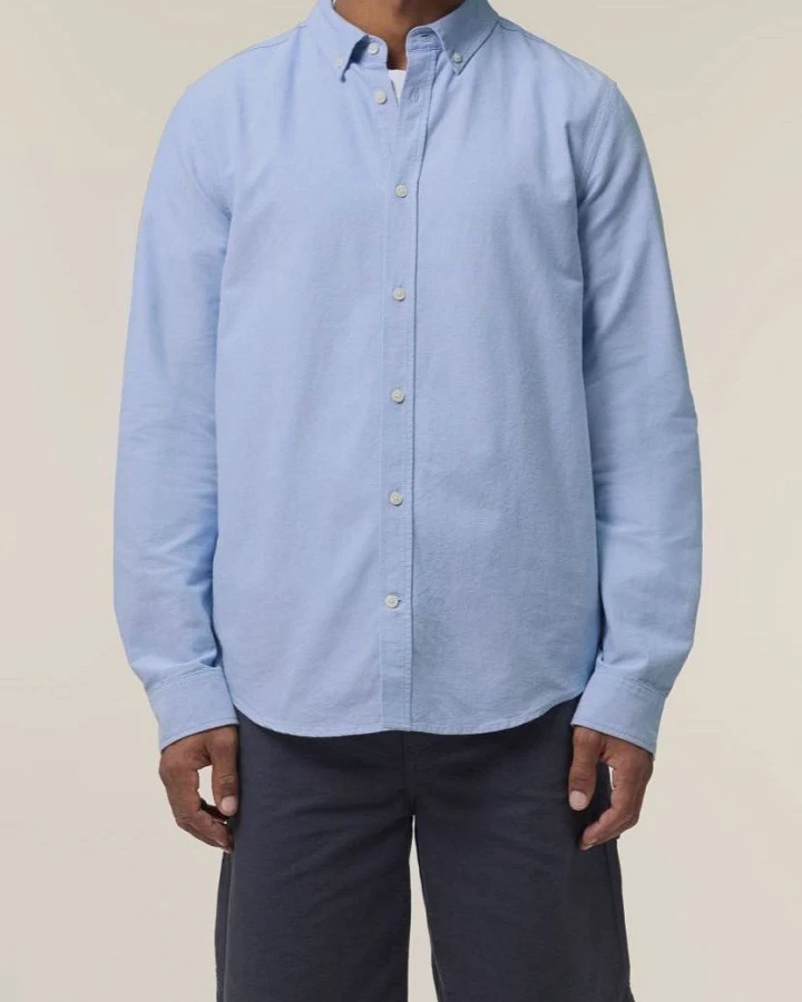 UNIPOLAR Herren vegan Shirt Oxforing Blau